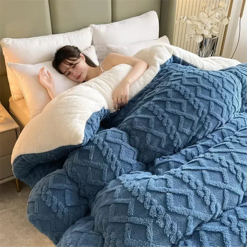 Couverture Lestée Ultra Chaude Epaisse Bleu: Votre Secret pour un Sommeil Profond et Réparateur